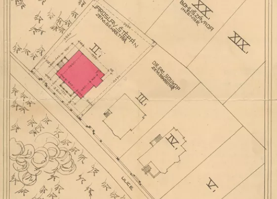 Situační plán pro výstavbu Štěpánovy vily. Zdroj: Soukromý archiv